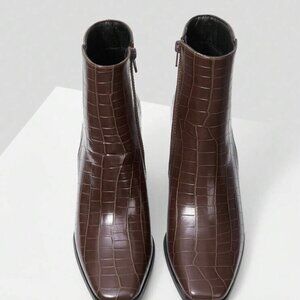 Croc Embossed Brown Boots